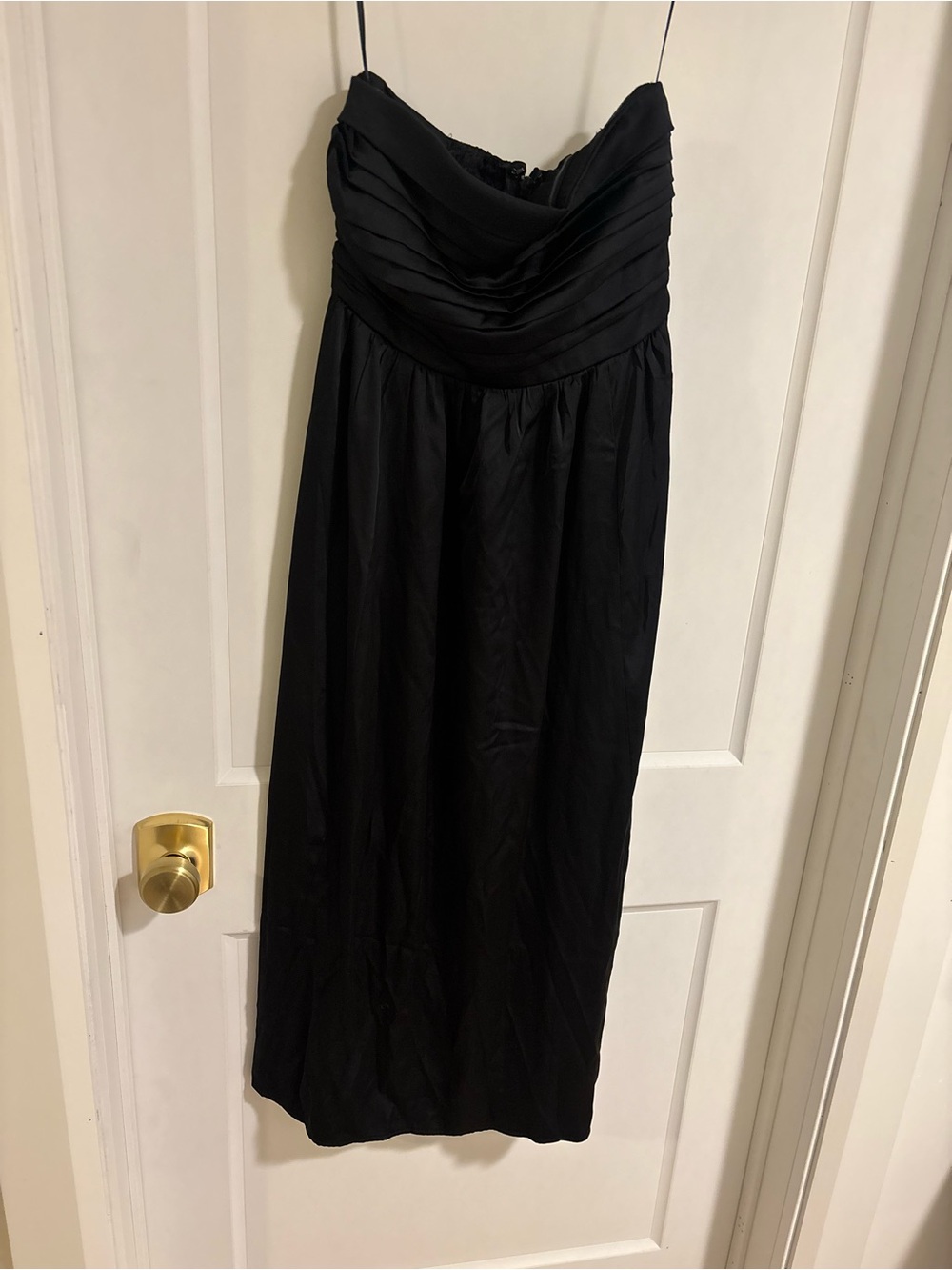 Abercrombie & Fitch Strapless Black Satin Midi Dress - Tags Attached